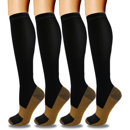 Egkagi 4 Pairs Woman Copper Compression Socks 15-20 mmHG Black