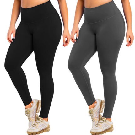 Egkagi 2 Pack Plus Size Womens Leggings High Waisted Yoga Pants