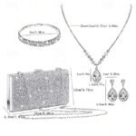 Women's Rhinestone Jewelry and Clutch Set for Weddings and - Image 8