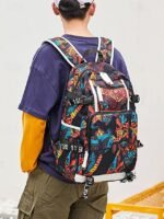 Kids' Galaxy Print Waterproof School Backpack with USB - Image 5
