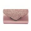 Women's Sliver Glitter Clutch Purse with Chain Strap for