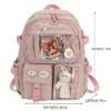 Cute Transparent Pocket Backpack Waterproof with Plush Toy -