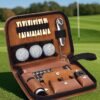 Portable Golf Accessories Organizer – Leather Travel Case with