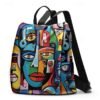 Large Capacity Colorful Abstract Art Print Multi-Carry Backpack