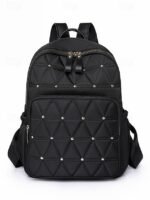Women's Quilted Waterproof Nylon Backpack – Lightweight - Image 3