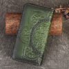 Handmade leather continental wallet with elegant mandala pattern