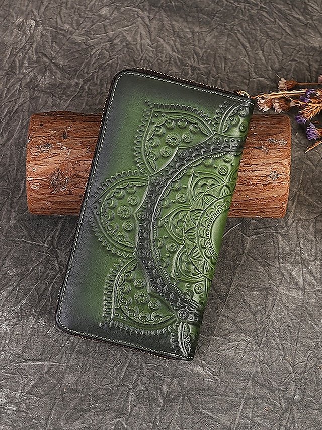 bknfez1744886828545 Handmade leather continental wallet with elegant mandala pattern - Image 1