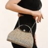 Women's Glitter Evening Clutch Bag – Sparkly Gold Handbag