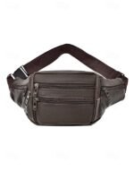 Men's Genuine Leather Waist Bag – Multi-Pocket Crossbody - Image 15