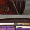 Women's Genuine Leather Long Wallet with Carved Eagle