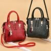 Women's Faux Leather Crocodile Pattern Handbag with Tassel