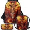 Boys' dragon themed three-piece backpack set, Including