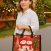 Women's Christmas Snowman Print Tote Bag, Large Capacity