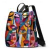 Large Capacity Colorful Abstract Art Print Multi-Carry Backpack