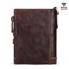 Men's Vintage Leather Wallet – Bifold Zipper Wallet with