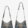 Women's Vintage Floral Print Shoulder Bag with Gold Chain
