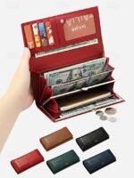 Women's Crocodile Pattern Faux Leather Long Wallet with