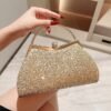 Women's Glitter Evening Clutch Bag – Sparkly Gold Handbag