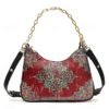 Women's Vintage Floral Print Shoulder Bag with Gold Chain