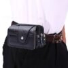 Men's Leather Belt Bag Wallet – Genuine Leather, Black