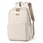 Unisex White Waterproof Laptop Backpack with Padded Compartment, - Image 2