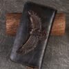 Women's Genuine Leather Long Wallet with Carved Eagle
