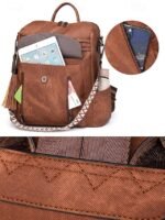 Women's Faux Leather Convertible Backpack Purse – Vintage - Image 8