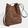 70Pcs Women's Suede-Like Faux Leather Tote with Leopard print