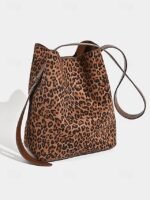 70Pcs Women's Suede-Like Faux Leather Tote with Leopard print - Image 7