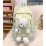Girls' Yellow and Pink School Backpack with Plush Teddy - Image 14