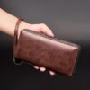 Men's Faux Leather Zipper Wallet with Multiple Card Slots