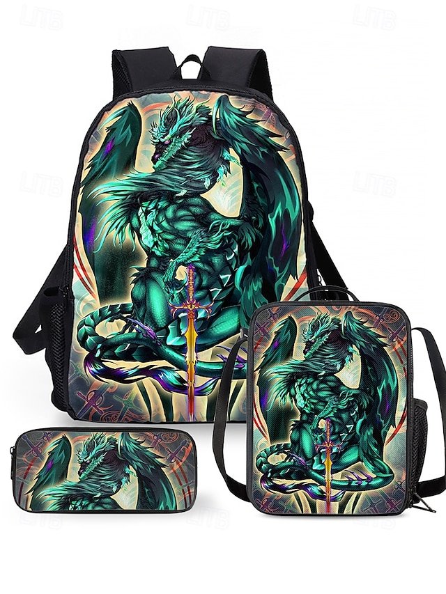 eytach1748429111568 Boys' dragon themed three-piece backpack set, Including - Image 1