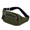 Unisex Multi-Pocket Canvas Crossbody Waist Bag, Adjustable Belt
