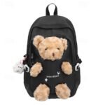 Girls' Yellow and Pink School Backpack with Plush Teddy - Image 11