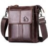 Men's Crossbody Bag Cowhide Daily Zipper Solid Color Black
