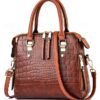 Women's Faux Leather Crocodile Pattern Handbag with Tassel