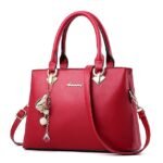 Women's Elegant White Faux Leather Handbag with Gold - Image 11
