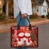 Women's Christmas Snowman Print Tote Bag, Large Capacity