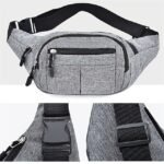 Unisex Multi-Pocket Canvas Crossbody Waist Bag, Adjustable Belt - Image 3