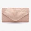 Champagne Glitter Evening Clutch Bag with Pleated Design –