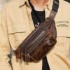 Men's Vintage Leather Sling Bag Fanny pack– Crossbody