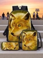 Men's 3-Piece Wolf Design Backpack Set - Durable, Trendy - Image 18