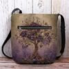 Women's Velvety Polyester Shoulder Bag, Featuring Life Tree