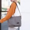 Men's Brown Canvas Messenger Bag with Adjustable Shoulder
