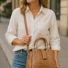 Women's Croc-Embossed Top-Handle Satchel – Structured