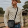 Men's genuine leather messenger bag with zipper pocket,