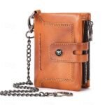 Men's Genuine Leather RFID Blocking Wallet with Chain,