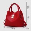 Women's Red Faux Leather Handbag with Gold Lock and Chain