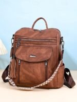 Women's Faux Leather Convertible Backpack Purse – Vintage - Image 13