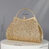 Women's Glitter Evening Clutch Bag – Sparkly Gold Handbag
